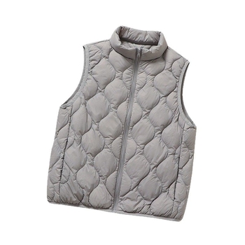 Ženska kratka puffer vesta s stojećim ovratnikom, lagana i topla, bez rukava, vanjska tkanina od najlona, punjenje od bijelog patka, uski kroj, zatvarač, plus veličine