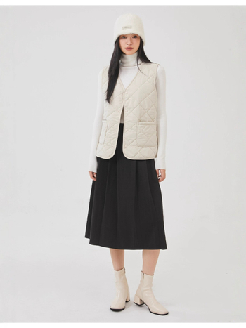 Pamut és kapok töltésű mellény, japán/koreai laza stílus, bő szabás, 50–65 cm hosszú