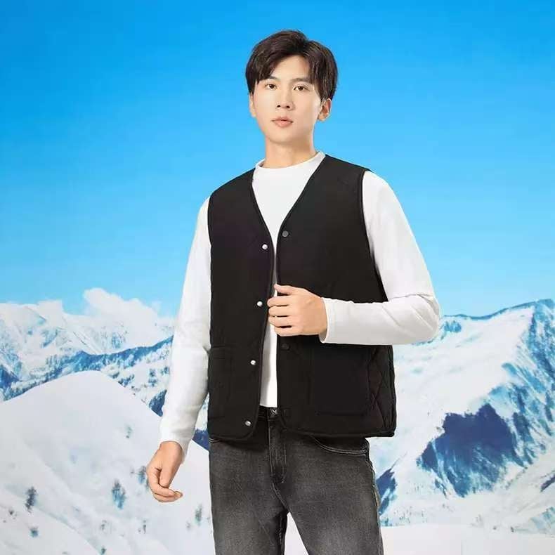 Pamut és kapok töltésű mellény, japán/koreai laza stílus, bő szabás, 50–65 cm hosszú