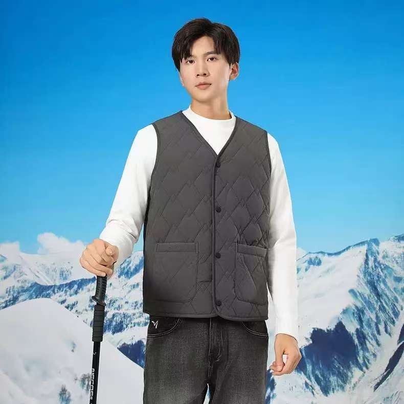 Pamut és kapok töltésű mellény, japán/koreai laza stílus, bő szabás, 50–65 cm hosszú