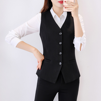 Slim karcsú fazonú V-nyakú mellény irodai viselet, poliészter, koreai stílus