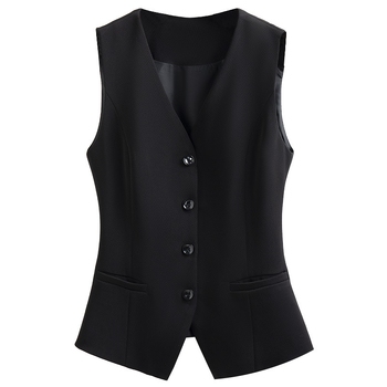 Slim karcsú fazonú V-nyakú mellény irodai viselet, poliészter, koreai stílus