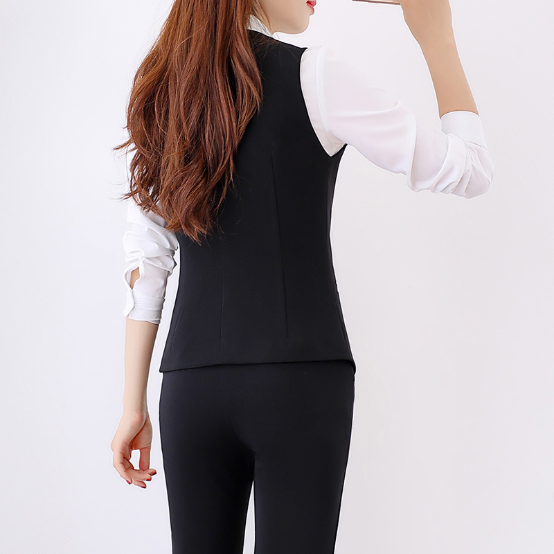 Slim karcsú fazonú V-nyakú mellény irodai viselet, poliészter, koreai stílus