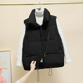 Ženska puffer vest s stojećim ovratnikom, zatvarač, punilo poliester-pamučno, glavni materijal: poliester 95%+