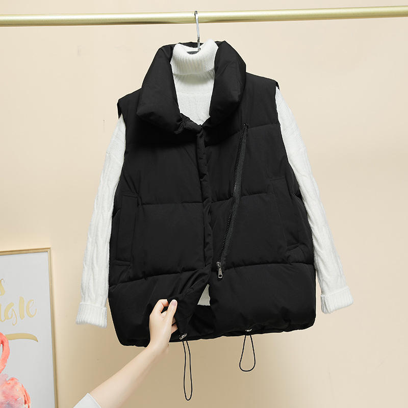 Ženska puffer vest s stojećim ovratnikom, zatvarač, punilo poliester-pamučno, glavni materijal: poliester 95%+