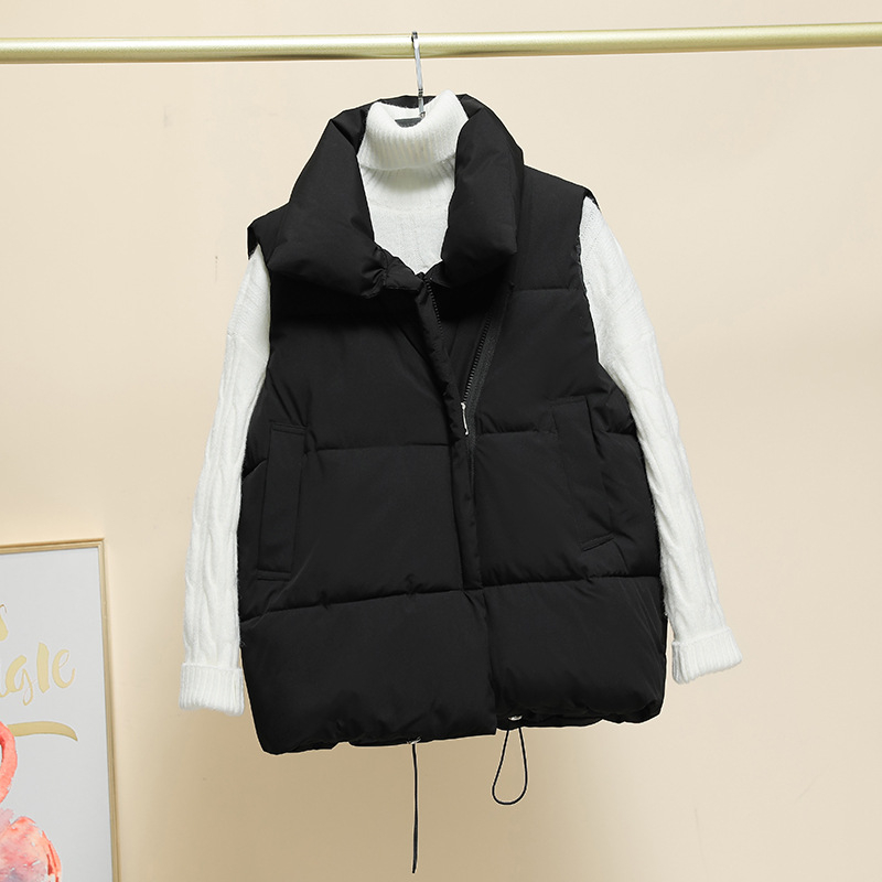 Ženska puffer vest s stojećim ovratnikom, zatvarač, punilo poliester-pamučno, glavni materijal: poliester 95%+