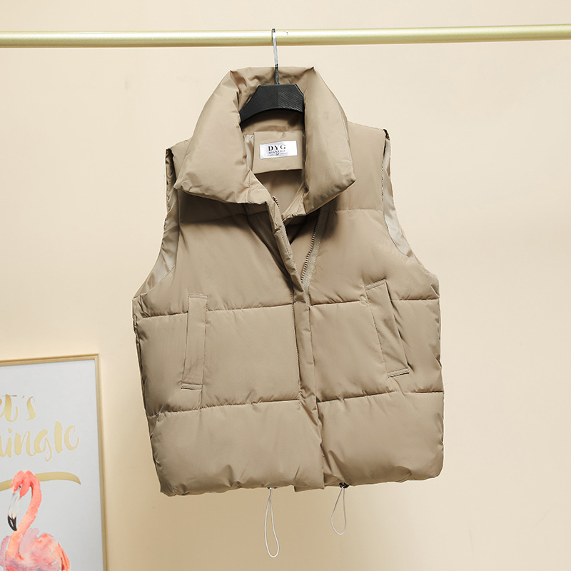 Ženska puffer vest s stojećim ovratnikom, zatvarač, punilo poliester-pamučno, glavni materijal: poliester 95%+