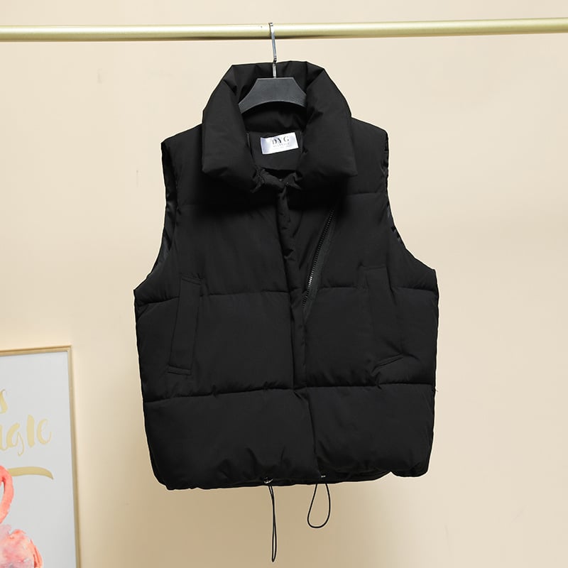 Ženska puffer vest s stojećim ovratnikom, zatvarač, punilo poliester-pamučno, glavni materijal: poliester 95%+