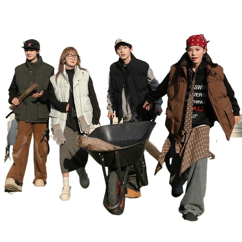 Muški pamučno punjeni prsluk, bez rukava, sportski prsluk, jednobojni uzorak, punilo od pamuka, vanjski poliester, podstava poliester, bočne džepove