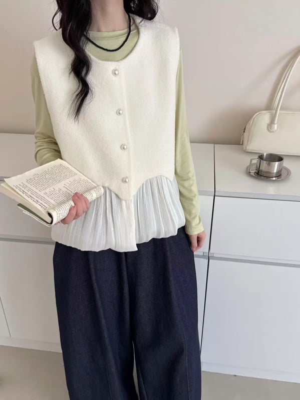 Veste fără mâneci pentru femei, guler rotund, închidere cu catarame, țesătură din fibră de celuloză regenerată, vară 2025