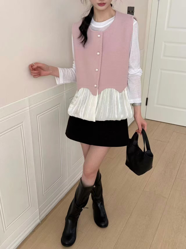 Veste fără mâneci pentru femei, guler rotund, închidere cu catarame, țesătură din fibră de celuloză regenerată, vară 2025