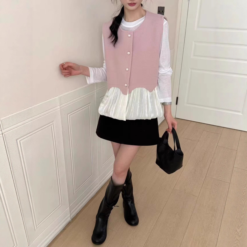 Veste fără mâneci pentru femei, guler rotund, închidere cu catarame, țesătură din fibră de celuloză regenerată, vară 2025