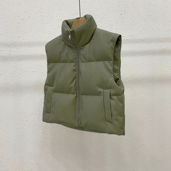 Vestă pentru femei fără mâneci, decolteu în V, lungime ultra scurtă, umplutură din lână, țesătură Rayon