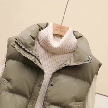 Női Petite Plus Size mellény poliészter töltettel, 2025-őszi-téli szezon, karcsúsított szabás, álló gallér, egygombos záródás