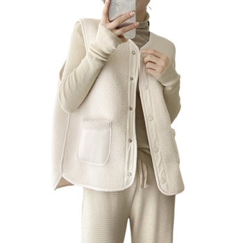 Női mellény kardigán, V-nyakú, egyenes szabás, őszi 2024, poliészter anyag