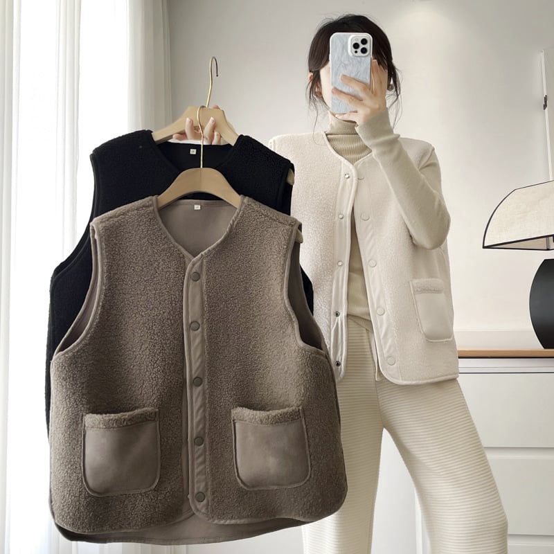 Női mellény kardigán, V-nyakú, egyenes szabás, őszi 2024, poliészter anyag