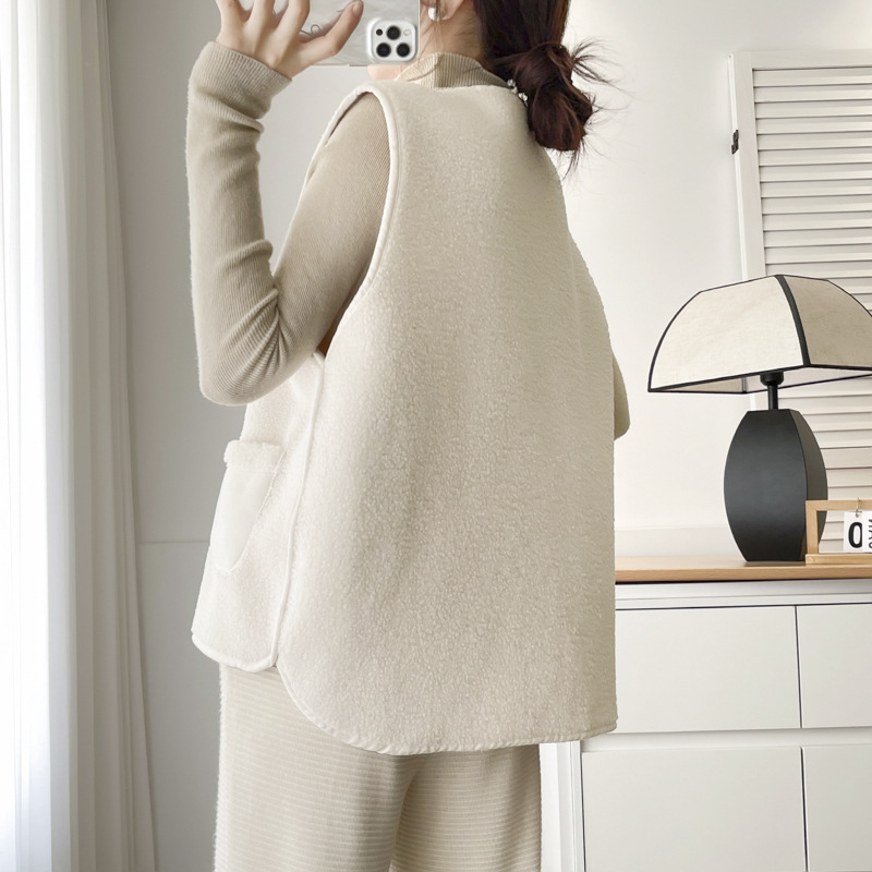 Női mellény kardigán, V-nyakú, egyenes szabás, őszi 2024, poliészter anyag