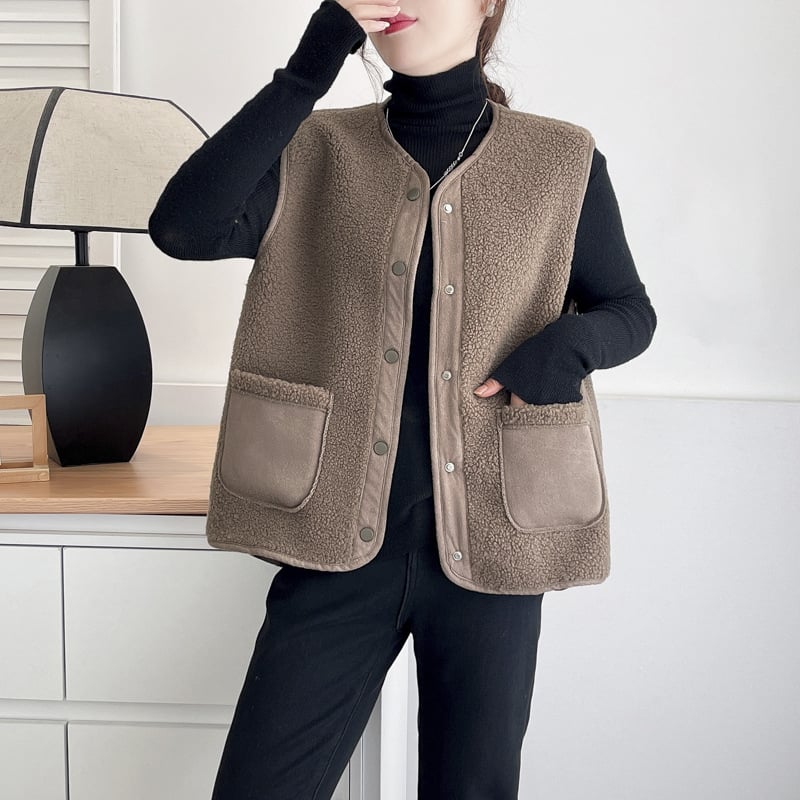 Női mellény kardigán, V-nyakú, egyenes szabás, őszi 2024, poliészter anyag