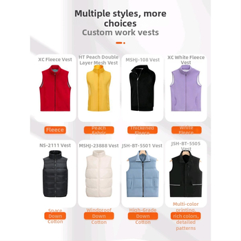 Vesta căptușită cu fleece, imprimare logo, pentru echipament de lucru de iarnă (fermoar frontal, fără glugă, croială lejeră)