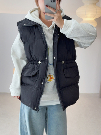 Kardigan s zatvaračem na zip, stojeći ovratnik, mješavina najlona i poliester, punilo od pamuka, široki kroj