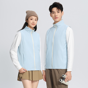 Vestă de lucru pentru catering, cu fermoar, croială lejeră, țesătură din bumbac-amestec, utilizare în toate cele patru anotimpuri, logo personalizat