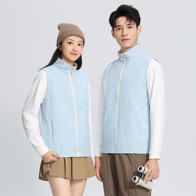 Vestă de lucru pentru catering, cu fermoar, croială lejeră, țesătură din bumbac-amestec, utilizare în toate cele patru anotimpuri, logo personalizat