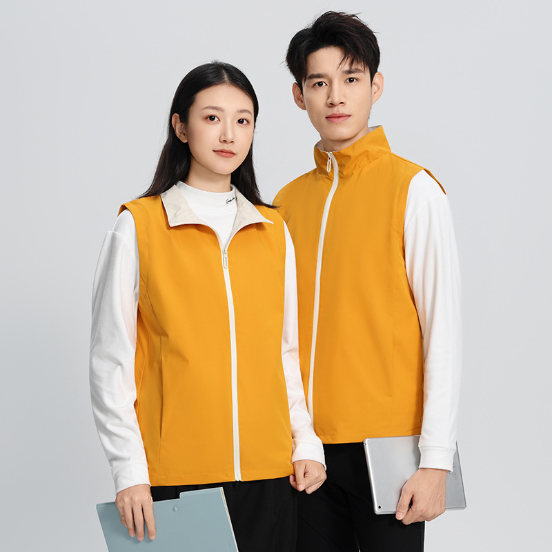 Vestă de lucru pentru catering, cu fermoar, croială lejeră, țesătură din bumbac-amestec, utilizare în toate cele patru anotimpuri, logo personalizat