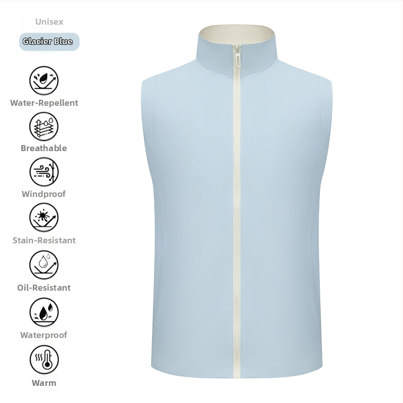 Vestă de lucru pentru catering, cu fermoar, croială lejeră, țesătură din bumbac-amestec, utilizare în toate cele patru anotimpuri, logo personalizat