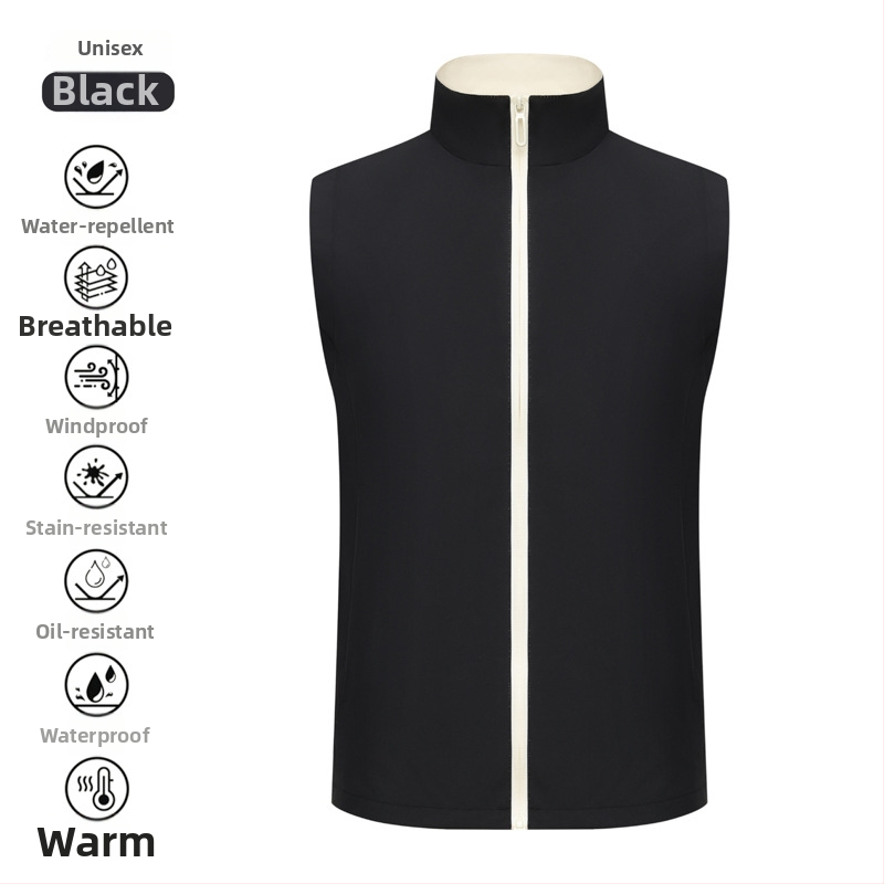 Vestă de lucru pentru catering, cu fermoar, croială lejeră, țesătură din bumbac-amestec, utilizare în toate cele patru anotimpuri, logo personalizat