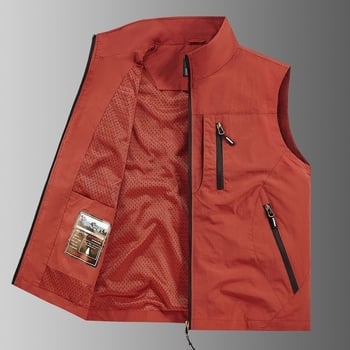 Vanjska sportska vest s stojećim ovratnikom, prednji zip, kapuljača, lagana, prugasti uzorak