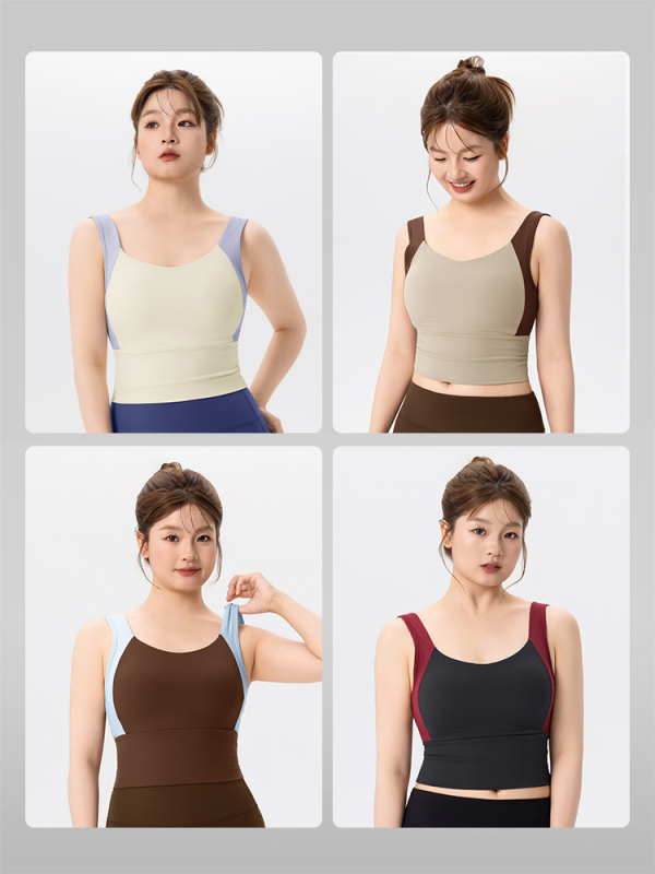 Bustier sport pentru femei, yoga și fitness, cupe fixe în formă de picătură de apă, material nylon-spandex strâns, lungime până la abdomen, cupe cu protecție la sân, suport solid — Keep ball, Toamnă-Iarnă 2025