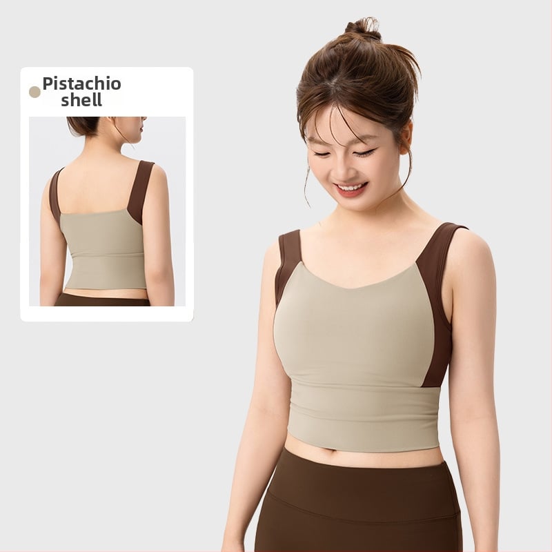 Bustier sport pentru femei, yoga și fitness, cupe fixe în formă de picătură de apă, material nylon-spandex strâns, lungime până la abdomen, cupe cu protecție la sân, suport solid — Keep ball, Toamnă-Iarnă 2025