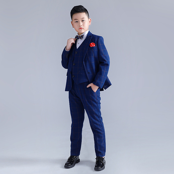 Bērnu karu karā trīsdaļīgs uzvalks ar V kaklu, vienbords, korejiešu stila oficiālais apģērbs zēniem, poliesters