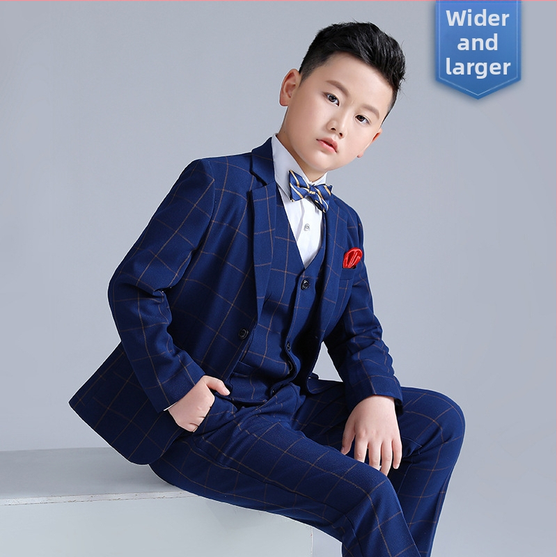 Bērnu karu karā trīsdaļīgs uzvalks ar V kaklu, vienbords, korejiešu stila oficiālais apģērbs zēniem, poliesters