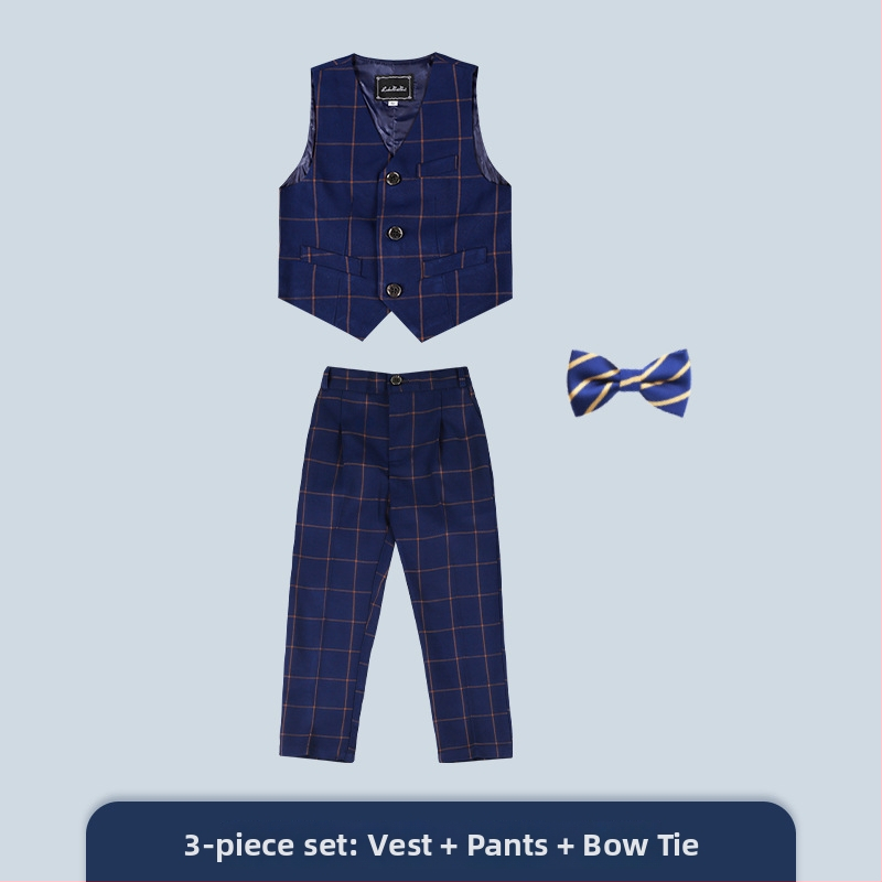 Bērnu karu karā trīsdaļīgs uzvalks ar V kaklu, vienbords, korejiešu stila oficiālais apģērbs zēniem, poliesters