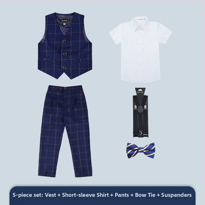 Bērnu karu karā trīsdaļīgs uzvalks ar V kaklu, vienbords, korejiešu stila oficiālais apģērbs zēniem, poliesters