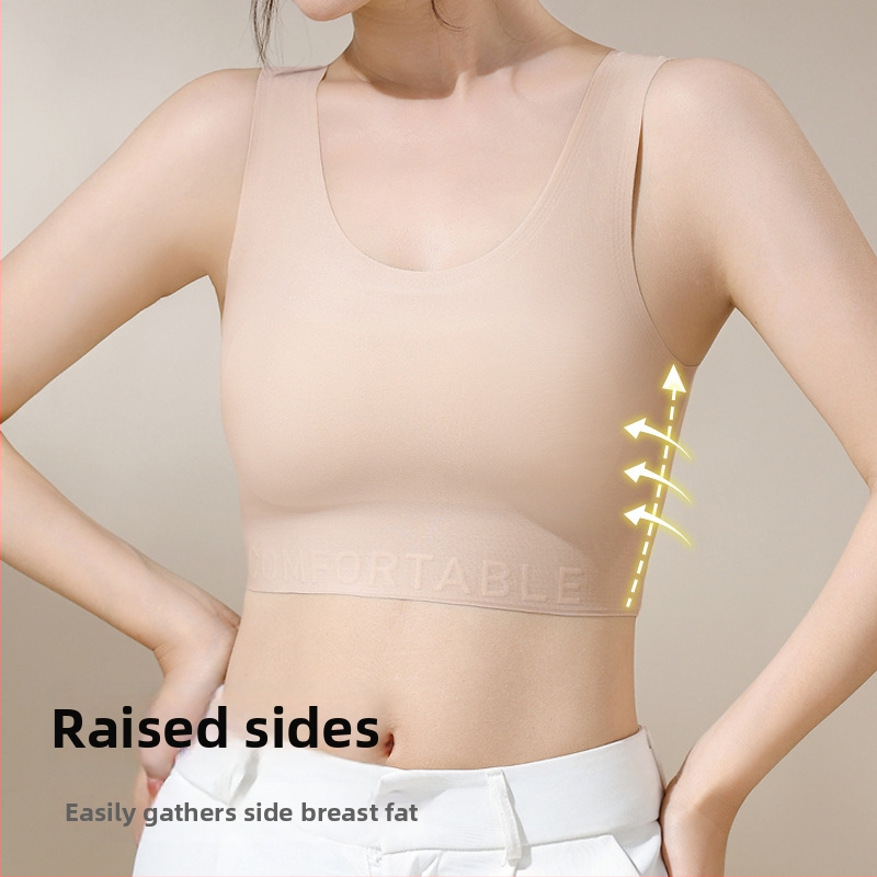 Лятно тънко безжично безшевно спортно бюстие с пълна чашка, намалява видимостта на големи гърди, дишащо, 70–80% найлон