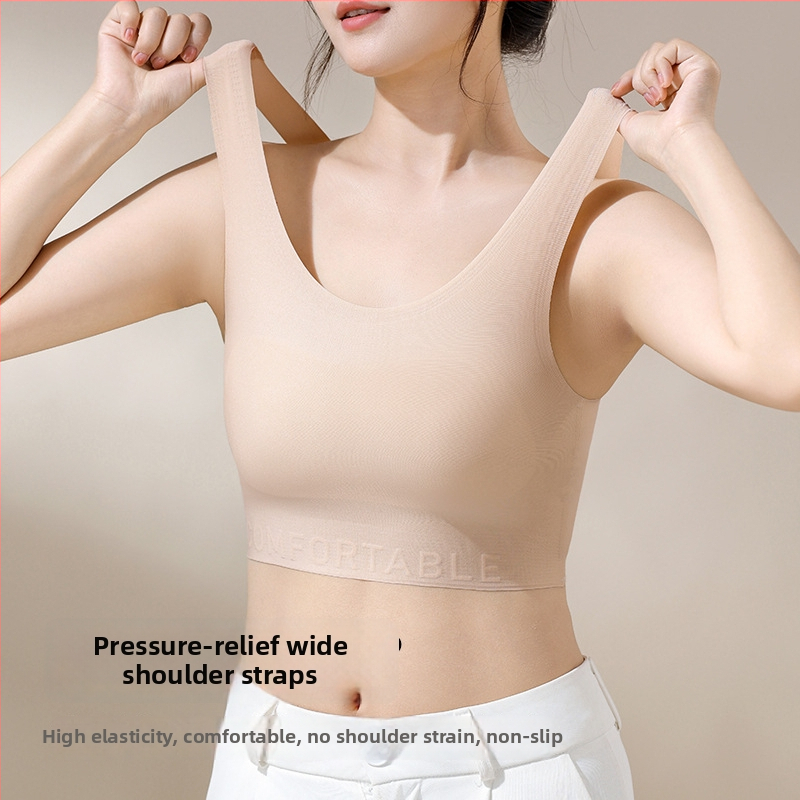 Лятно тънко безжично безшевно спортно бюстие с пълна чашка, намалява видимостта на големи гърди, дишащо, 70–80% найлон