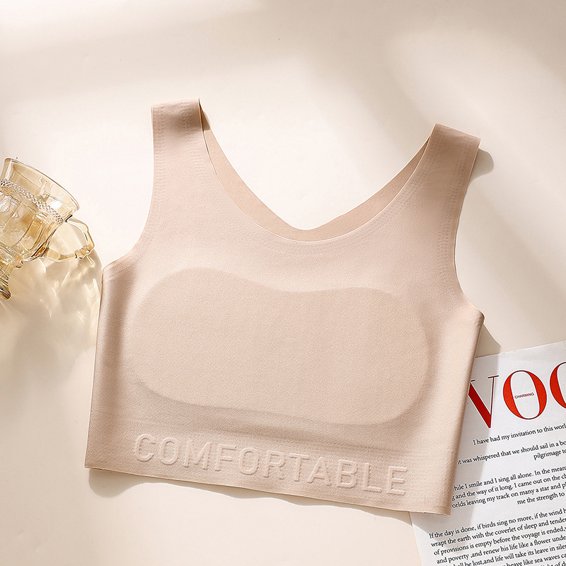 Лятно тънко безжично безшевно спортно бюстие с пълна чашка, намалява видимостта на големи гърди, дишащо, 70–80% найлон