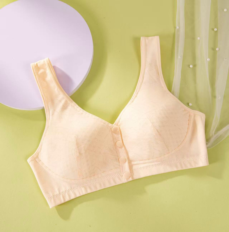 Mellény-stílusú melltartó elöl záródó, 3/4 kosár, középső formájú kosár, fő anyag nylon, bélés 100% pamut