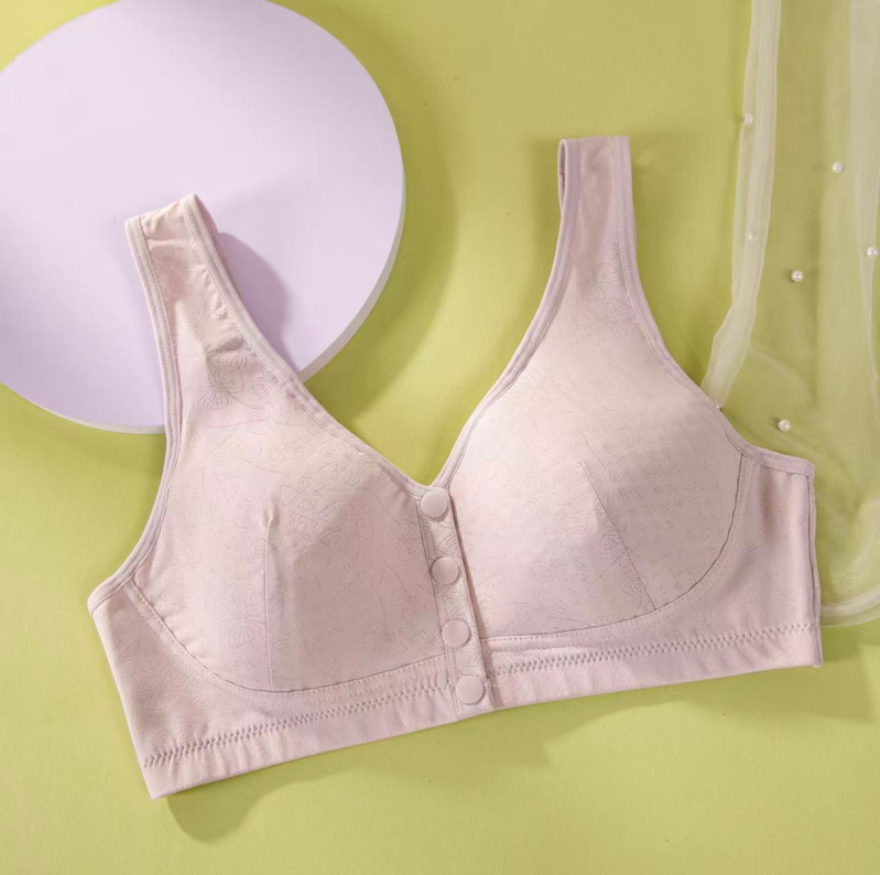 Mellény-stílusú melltartó elöl záródó, 3/4 kosár, középső formájú kosár, fő anyag nylon, bélés 100% pamut