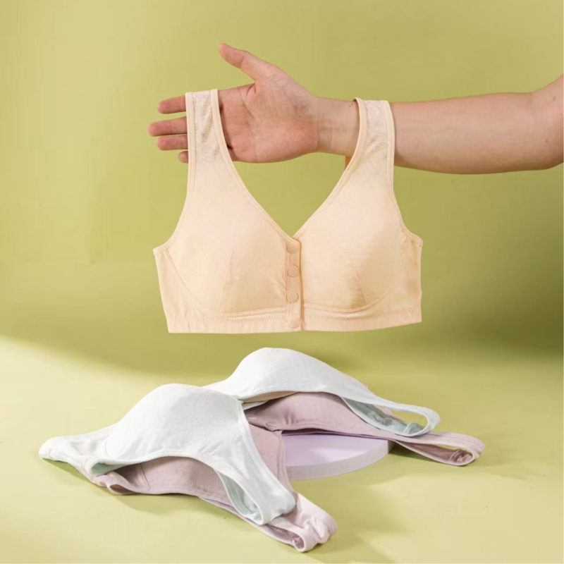 Mellény-stílusú melltartó elöl záródó, 3/4 kosár, középső formájú kosár, fő anyag nylon, bélés 100% pamut