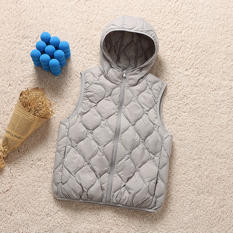 Ženska kratka puffer vesta s kapuljom, korejski stil, plus veličina, vitka silueta, punilo od bijelog patka perja