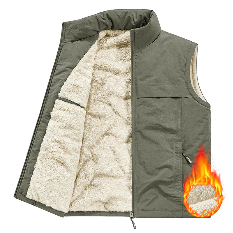 Muški fleece vest za jesen-zimu, debeli i topli, za otvoreni ribolov, s mnogim džepovima, bez kapuljače, veći broj veličina