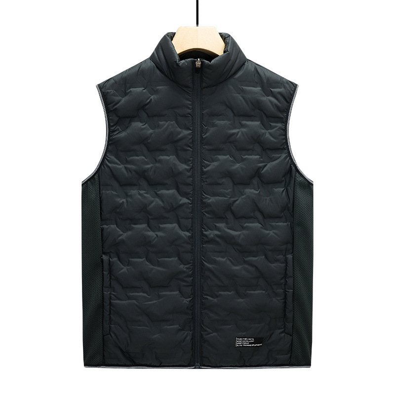 Pánska vesta z bavlneného zmesi, štíhla línia (slim fit), stojací golier, zips, pruhovaný vzor, zimné obdobie