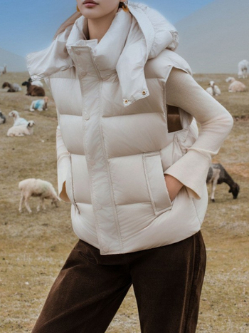 Ženski down vest za zimu — elegantan gradski stil, velikog formata