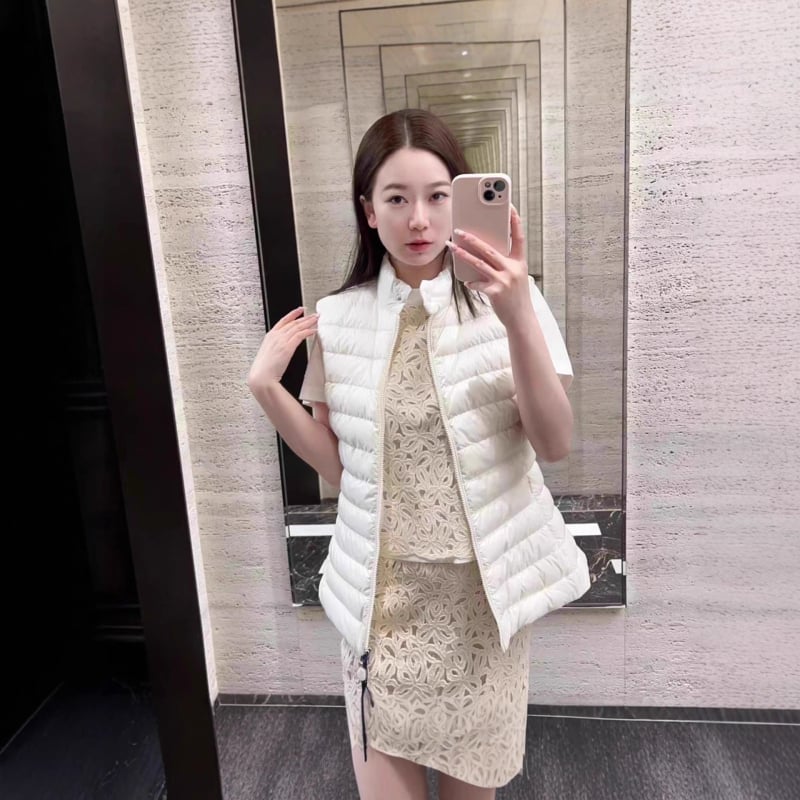 Пухена жилетка с найлонова материя, 86–90% пух от бяла патка, Слим фит