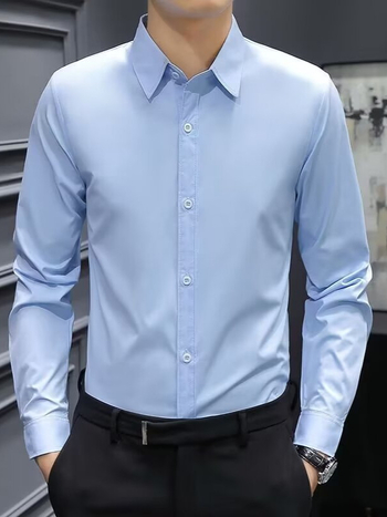 Muška košulja s dugim rukavima, Slim-Fit, ovratnik lapel, poliester, bez glačanja