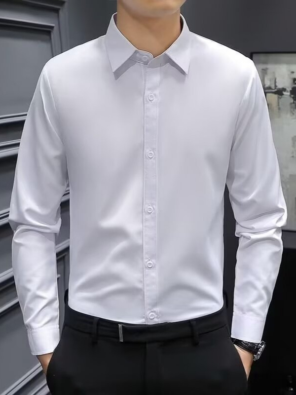 Muška košulja s dugim rukavima, Slim-Fit, ovratnik lapel, poliester, bez glačanja