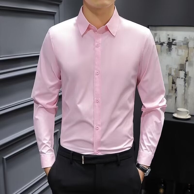 Muška košulja s dugim rukavima, Slim-Fit, ovratnik lapel, poliester, bez glačanja